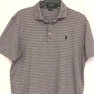 Ralph Lauren Slate GrayClassic Fit Striped Polo Shirt. Size Medium
